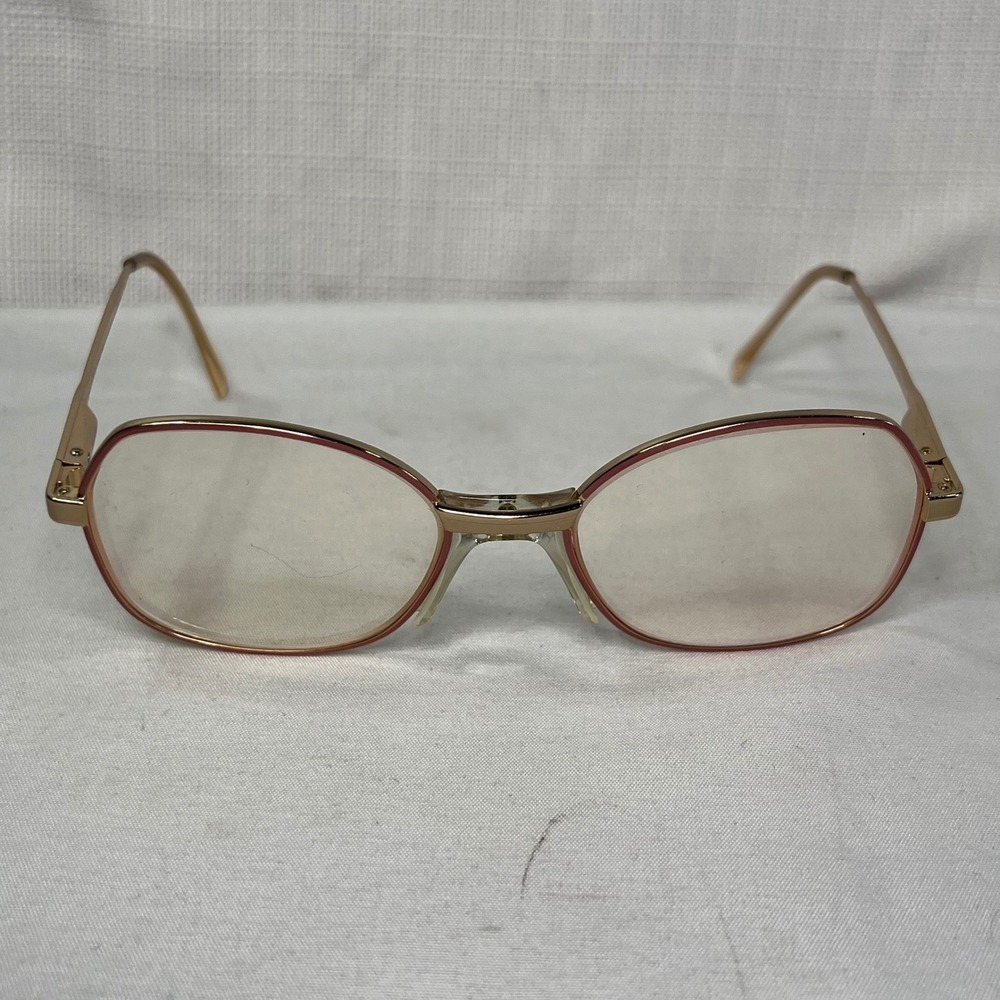 Luxottica Annette Eyeglasses Gold Electric Pink Square Frame Italy 53-17-130 - Picture 2 of 11